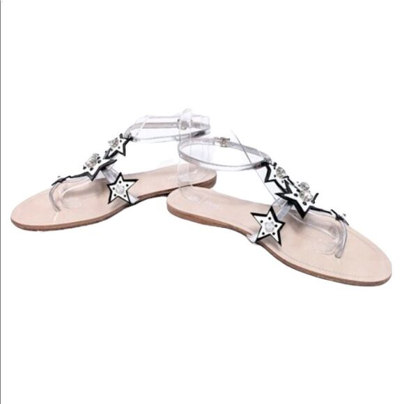 NWOB MIU MIU Stars Celestial Boho Ankle Wrap Leather Thong Sandals 39 - Picture 4 of 9